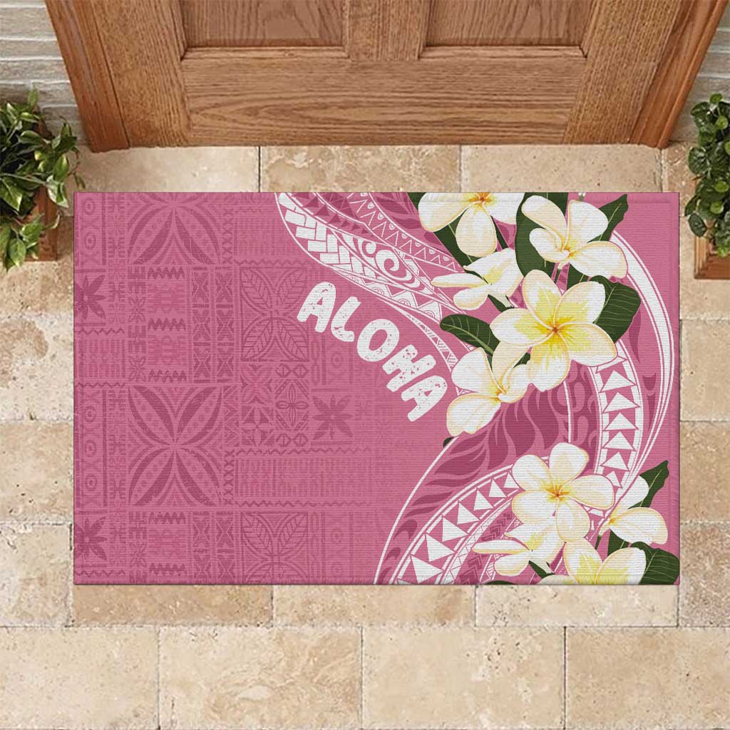 Aloha Hawaii Festive Rubber Doormat Frangipani Lace Classic - Rosy LT7 Pink - Polynesian Pride