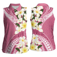 Aloha Hawaii Festive Women Sleeveless Polo Shirt Frangipani Lace Classic - Rosy LT7 - Polynesian Pride