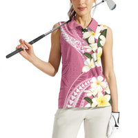 Aloha Hawaii Festive Women Sleeveless Polo Shirt Frangipani Lace Classic - Rosy LT7 - Polynesian Pride