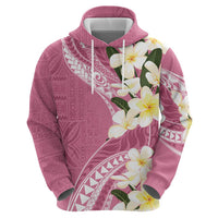 Aloha Hawaii Festive Zip Hoodie Frangipani Lace Classic - Rosy