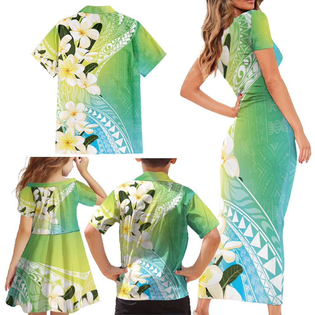 Aloha Hawaii Festive Family Matching Short Sleeve Bodycon Dress and Hawaiian Shirt Frangipani Lace Classic - Summer Vibes LT7 - Polynesian Pride