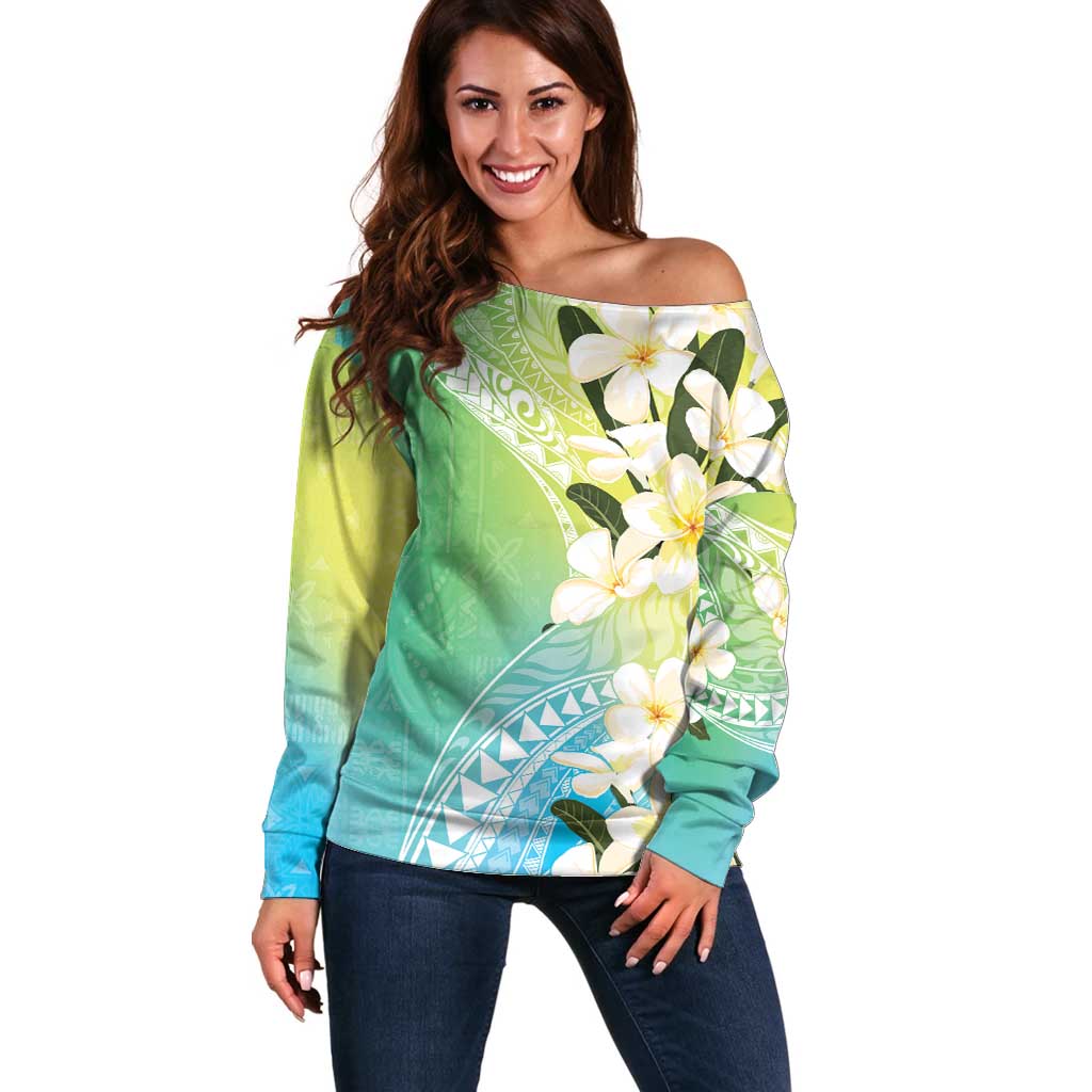 Aloha Hawaii Festive Off Shoulder Sweater Frangipani Lace Classic - Summer Vibes