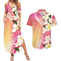 Aloha Hawaii Festive Couples Matching Summer Maxi Dress and Hawaiian Shirt Frangipani Lace Classic - Spring Vibes LT7 Colorful - Polynesian Pride