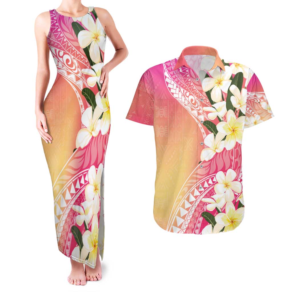 Aloha Hawaii Festive Couples Matching Tank Maxi Dress and Hawaiian Shirt Frangipani Lace Classic - Spring Vibes LT7 Colorful - Polynesian Pride