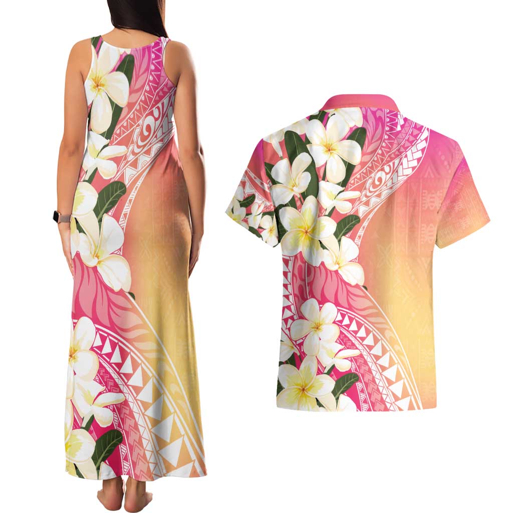 Aloha Hawaii Festive Couples Matching Tank Maxi Dress and Hawaiian Shirt Frangipani Lace Classic - Spring Vibes LT7 - Polynesian Pride