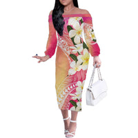 Aloha Hawaii Festive Family Matching Off The Shoulder Long Sleeve Dress and Hawaiian Shirt Frangipani Lace Classic - Spring Vibes