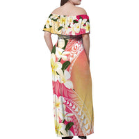Aloha Hawaii Festive Off Shoulder Maxi Dress Frangipani Lace Classic - Spring Vibes