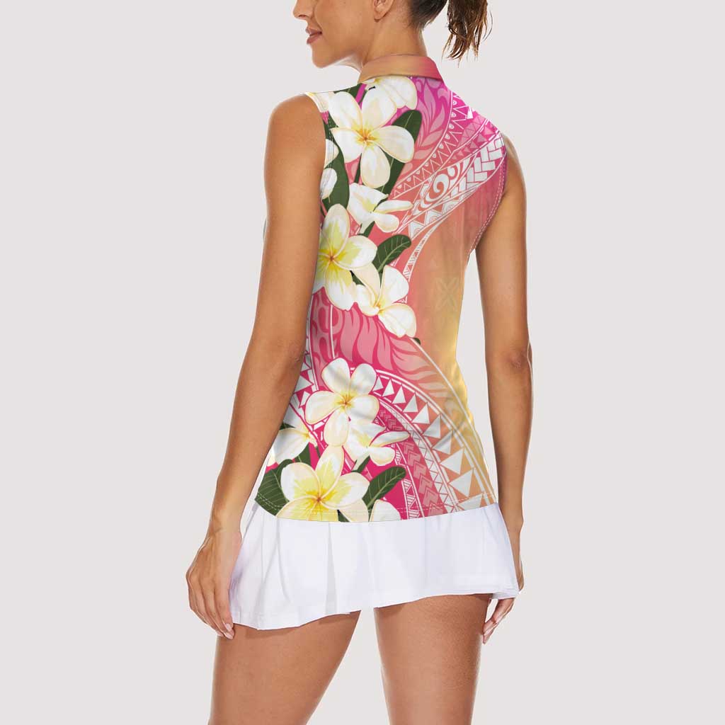 Aloha Hawaii Festive Women Sleeveless Polo Shirt Frangipani Lace Classic - Spring Vibes LT7 - Polynesian Pride