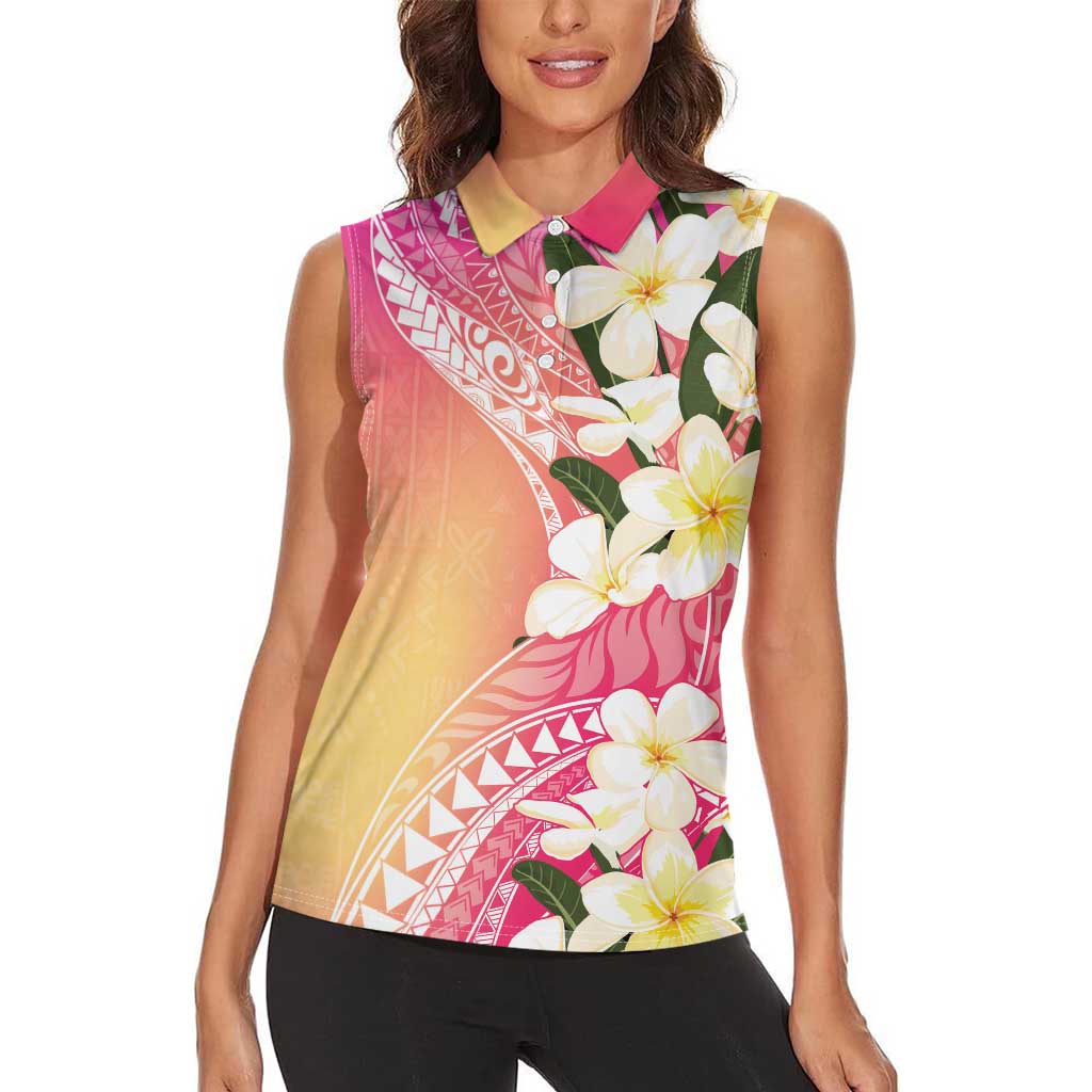 Aloha Hawaii Festive Women Sleeveless Polo Shirt Frangipani Lace Classic - Spring Vibes LT7 - Polynesian Pride