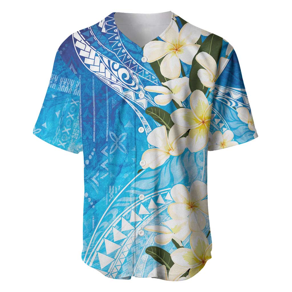 Aloha Hawaii Festive Baseball Jersey Frangipani Lace Classic - Oceanic LT7 Navy - Polynesian Pride