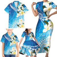 Aloha Hawaii Festive Family Matching Short Sleeve Bodycon Dress and Hawaiian Shirt Frangipani Lace Classic - Oceanic LT7 - Polynesian Pride