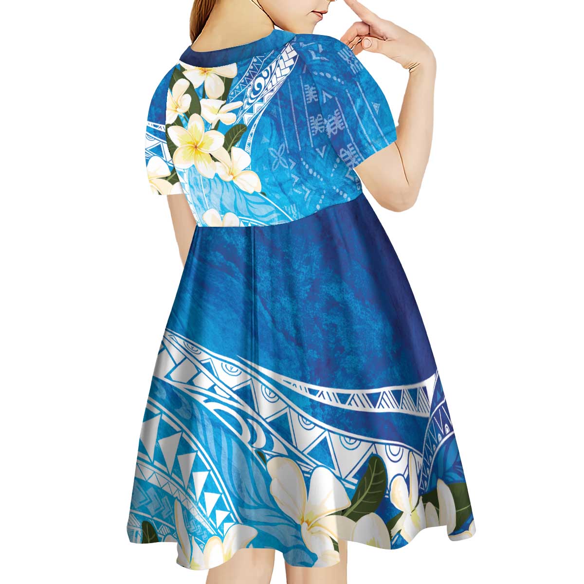 Aloha Hawaii Festive Kid Short Sleeve Dress Frangipani Lace Classic - Oceanic