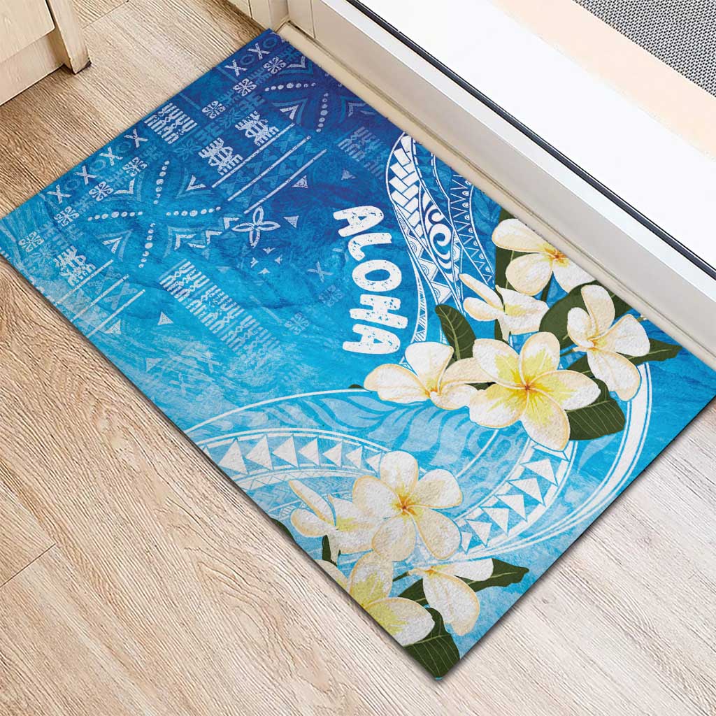 Aloha Hawaii Festive Rubber Doormat Frangipani Lace Classic - Oceanic