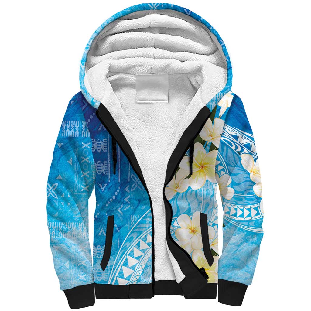 Aloha Hawaii Festive Sherpa Hoodie Frangipani Lace Classic - Oceanic