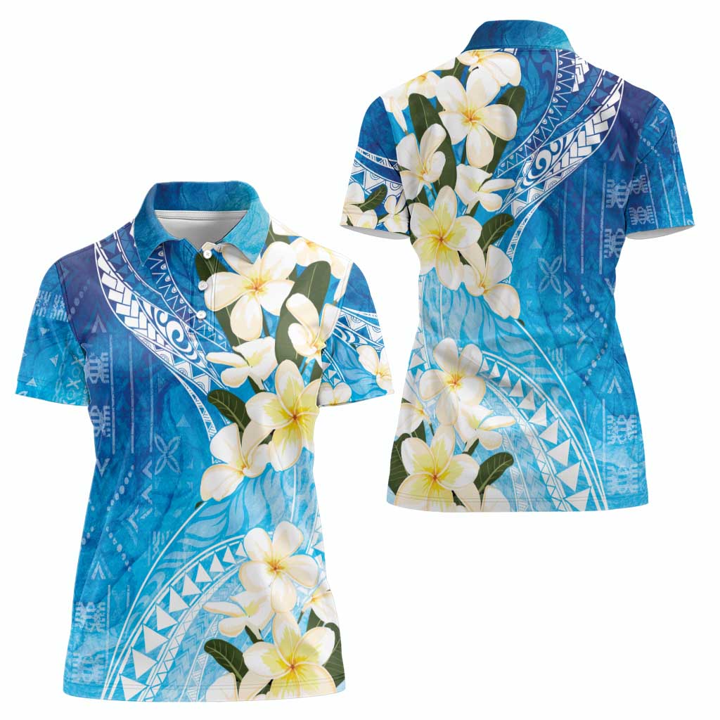 Aloha Hawaii Festive Women Polo Shirt Frangipani Lace Classic - Oceanic
