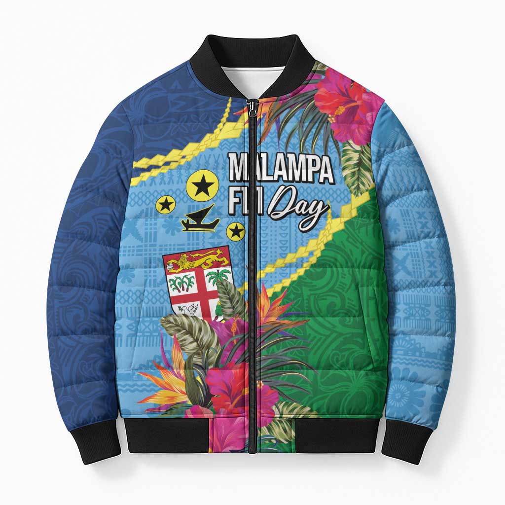 Personalized Malampa Fiji Day Together We Grow Bomber Puffer Jacket Special Tapa Mix - Polynesian Pride