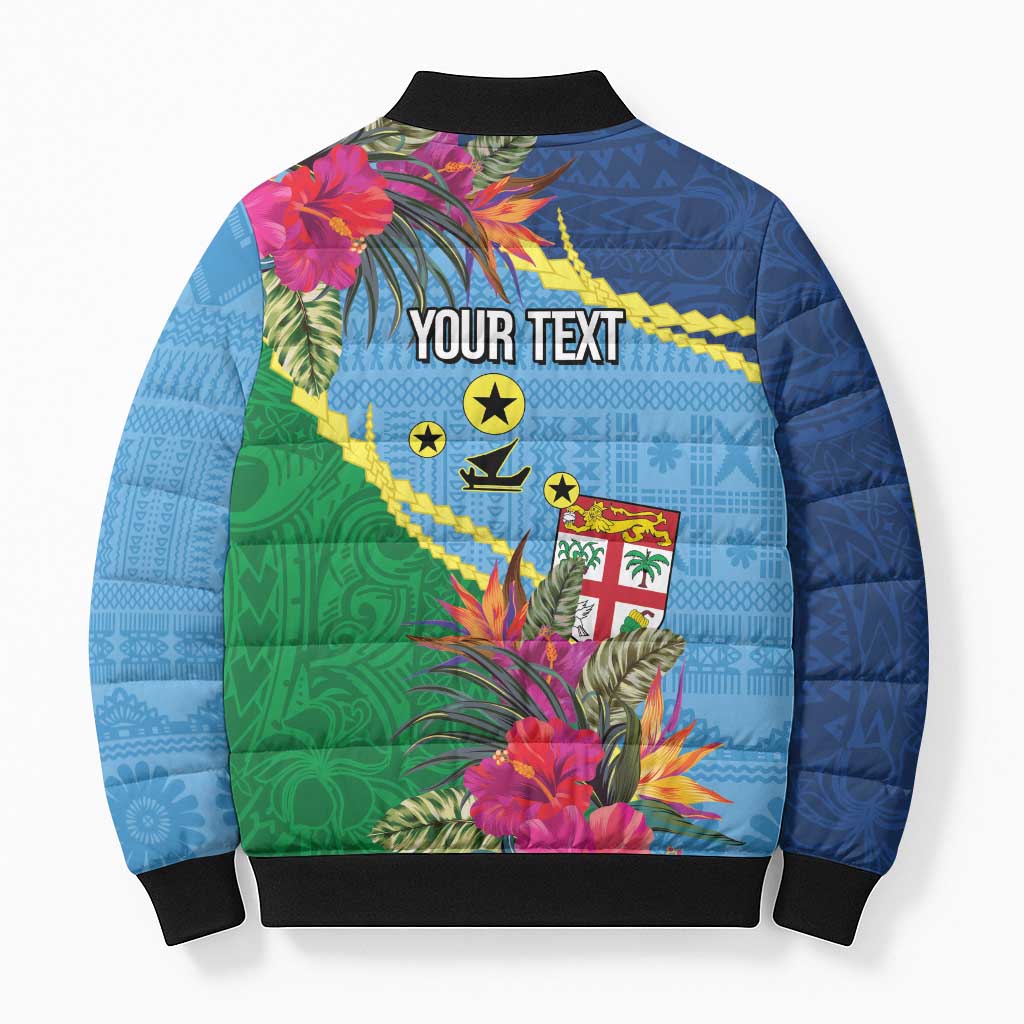Personalized Malampa Fiji Day Together We Grow Bomber Puffer Jacket Special Tapa Mix - Polynesian Pride