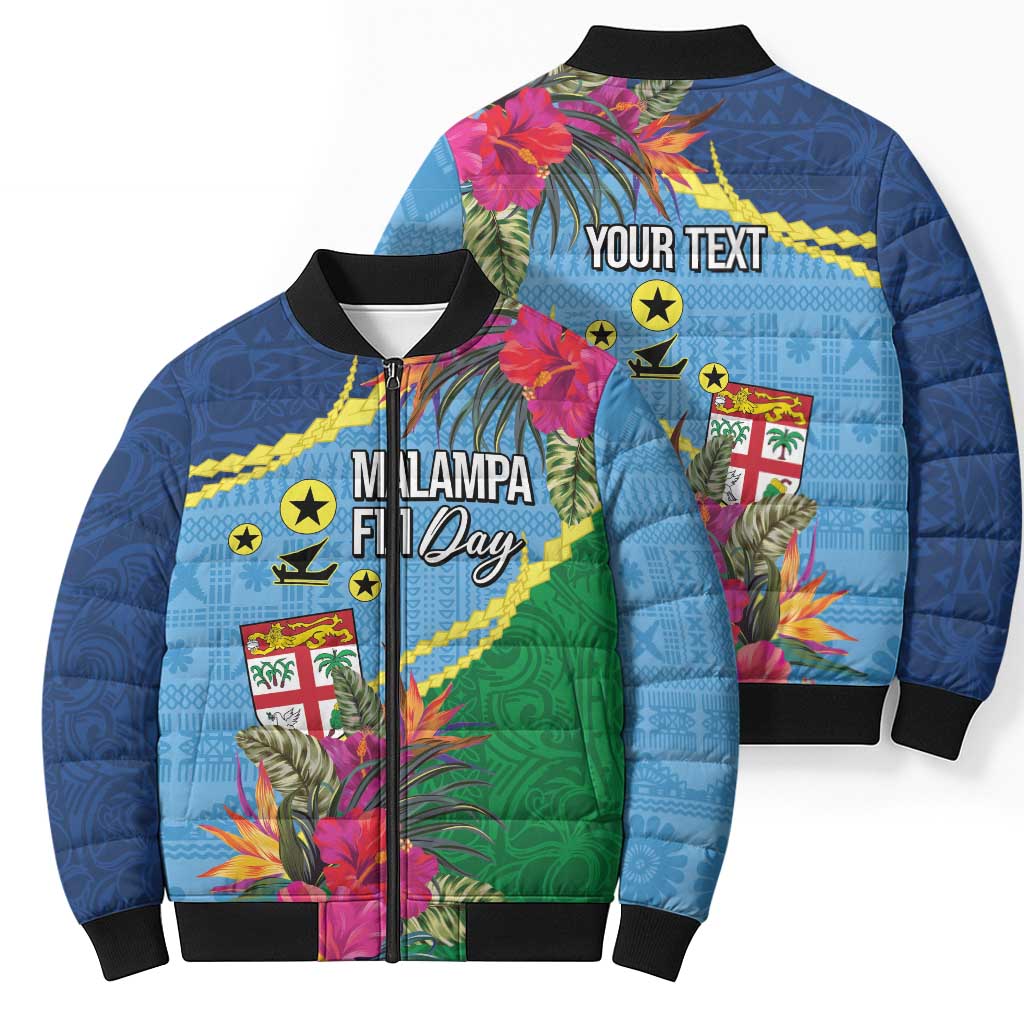 Personalized Malampa Fiji Day Together We Grow Bomber Puffer Jacket Special Tapa Mix - Polynesian Pride