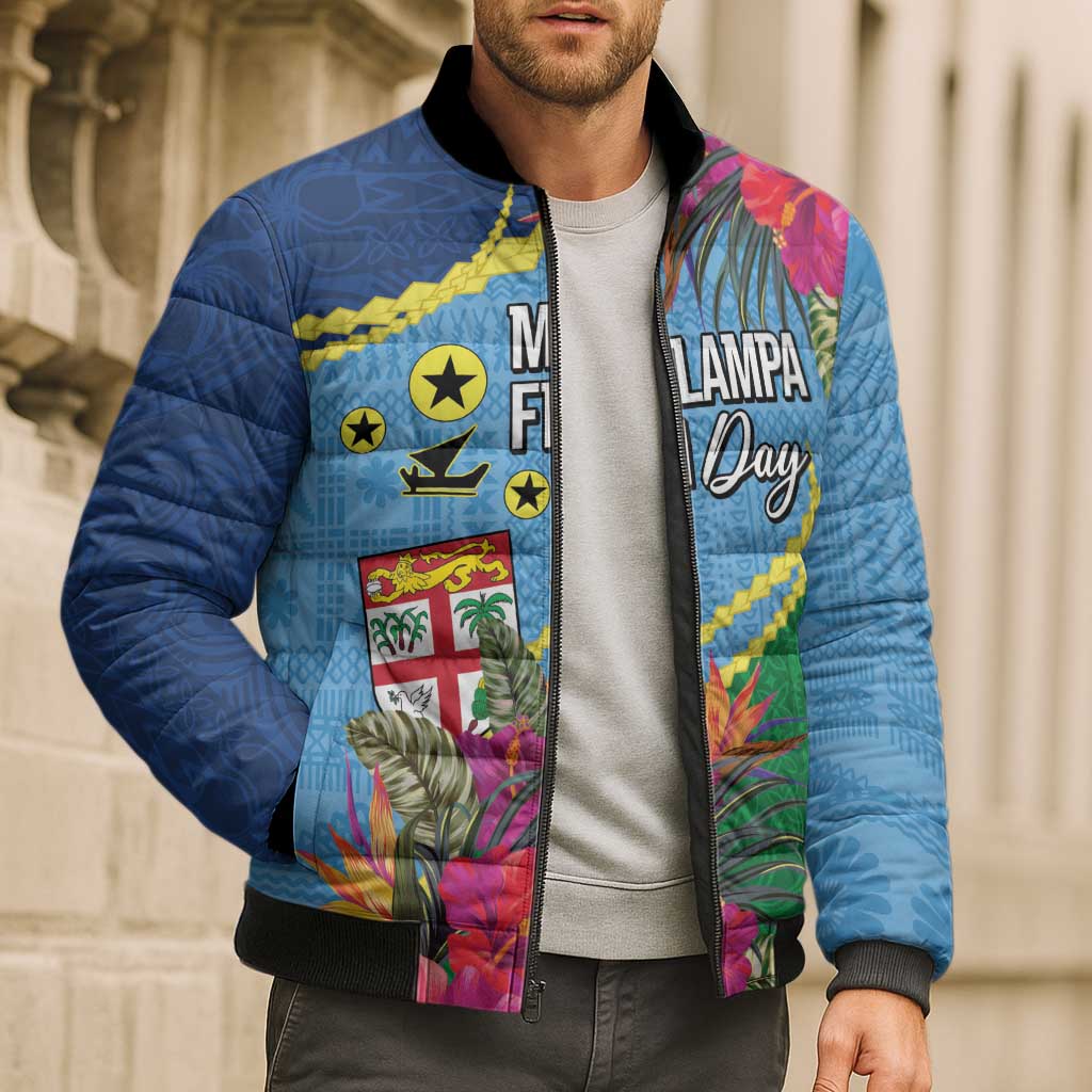 Personalized Malampa Fiji Day Together We Grow Bomber Puffer Jacket Special Tapa Mix - Polynesian Pride