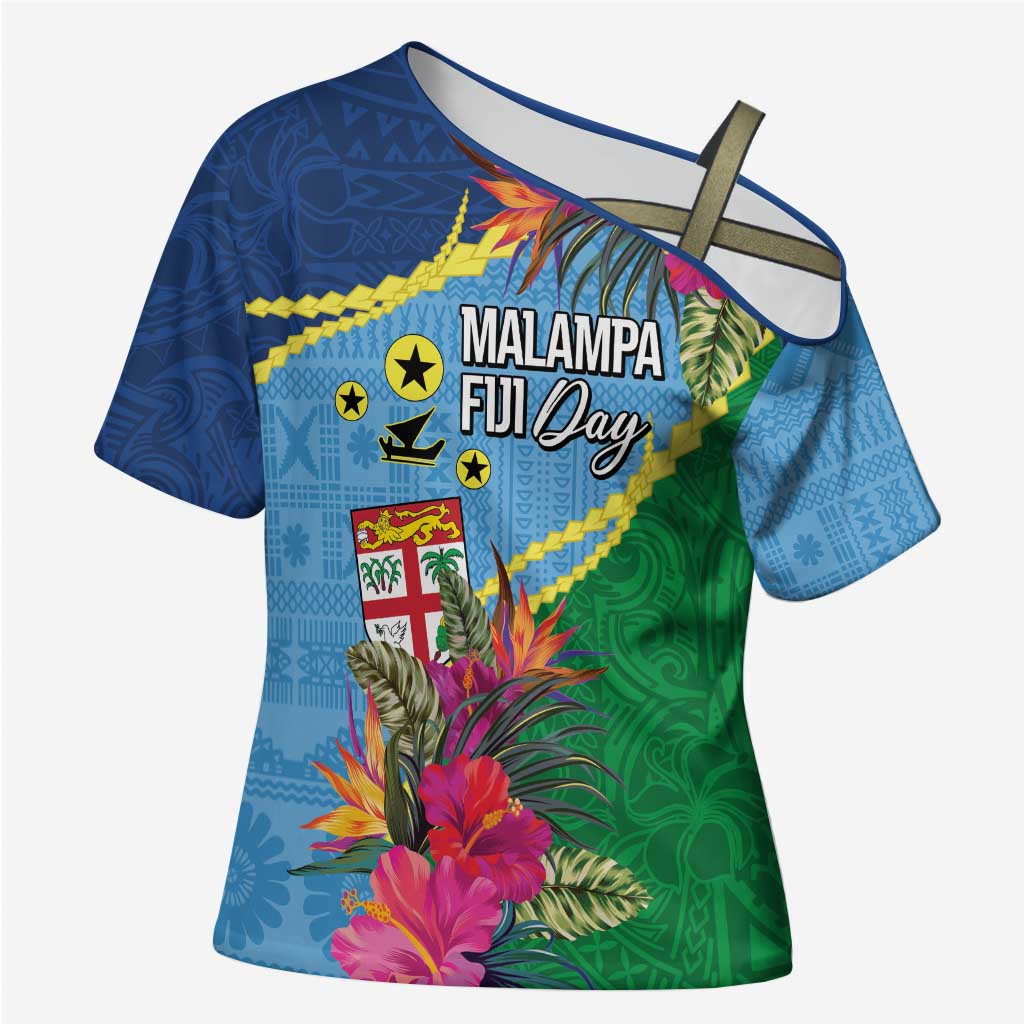Personalized Malampa Fiji Day Together We Grow Cross Shoulder Shirt Special Tapa Mix - Polynesian Pride