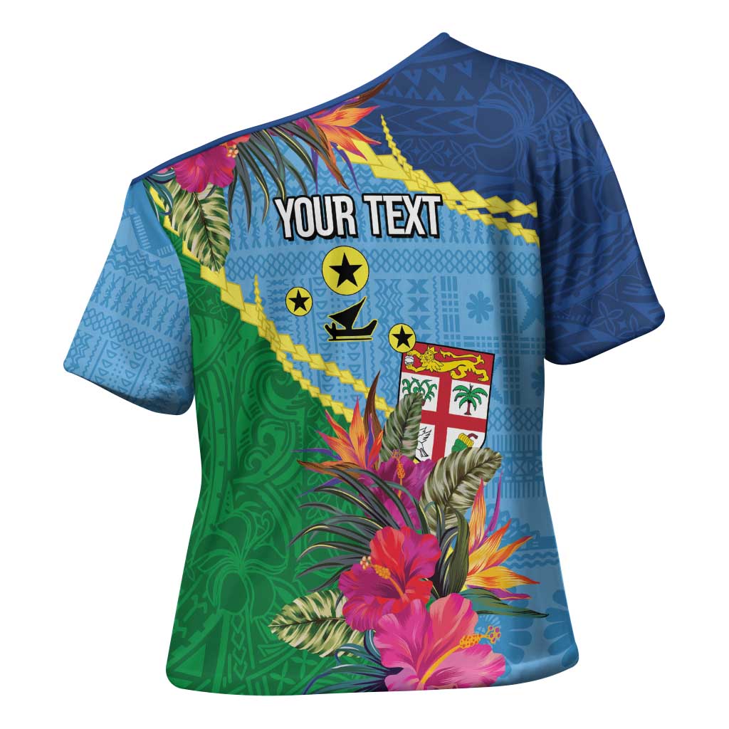 Personalized Malampa Fiji Day Together We Grow Cross Shoulder Shirt Special Tapa Mix - Polynesian Pride