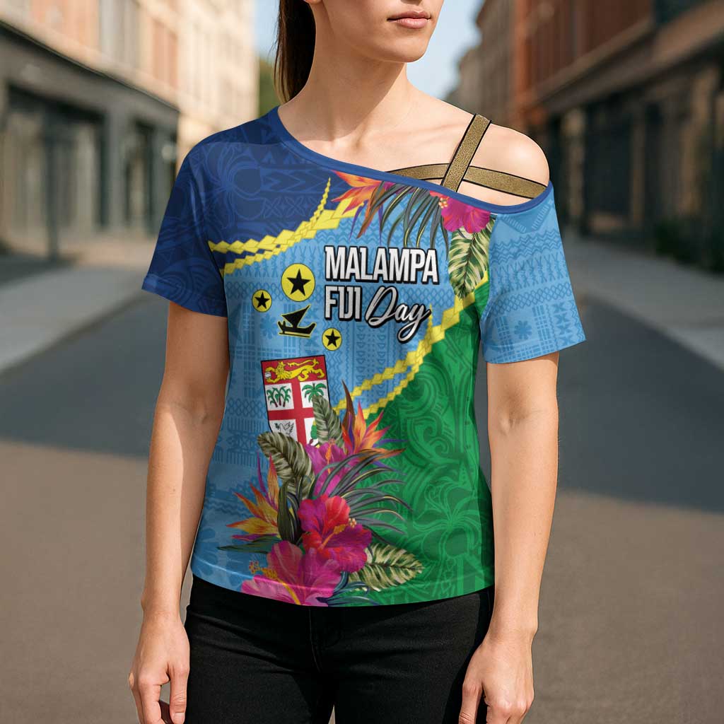 Personalized Malampa Fiji Day Together We Grow Cross Shoulder Shirt Special Tapa Mix - Polynesian Pride