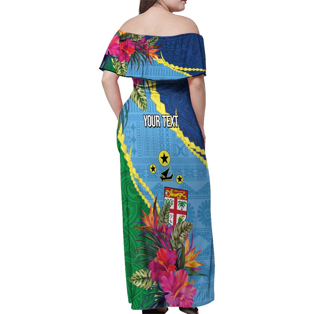 Personalized Malampa Fiji Day Together We Grow Family Matching Off Shoulder Maxi Dress and Hawaiian Shirt Special Tapa Mix - Polynesian Pride