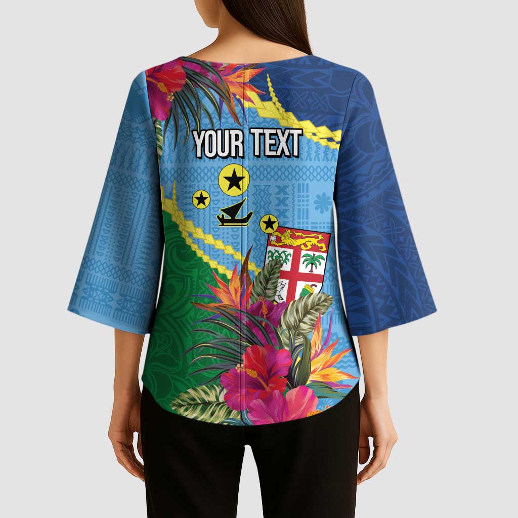 Personalized Malampa Fiji Day Together We Grow Kimono Sleeve Blouse Special Tapa Mix - Polynesian Pride