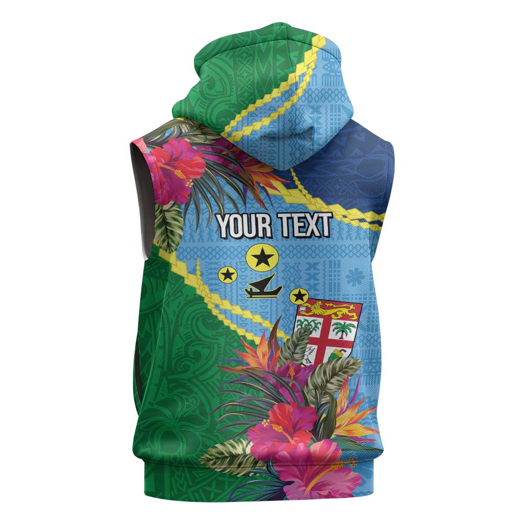 Personalized Malampa Fiji Day Together We Grow Sleeveless Hoodie Special Tapa Mix - Polynesian Pride