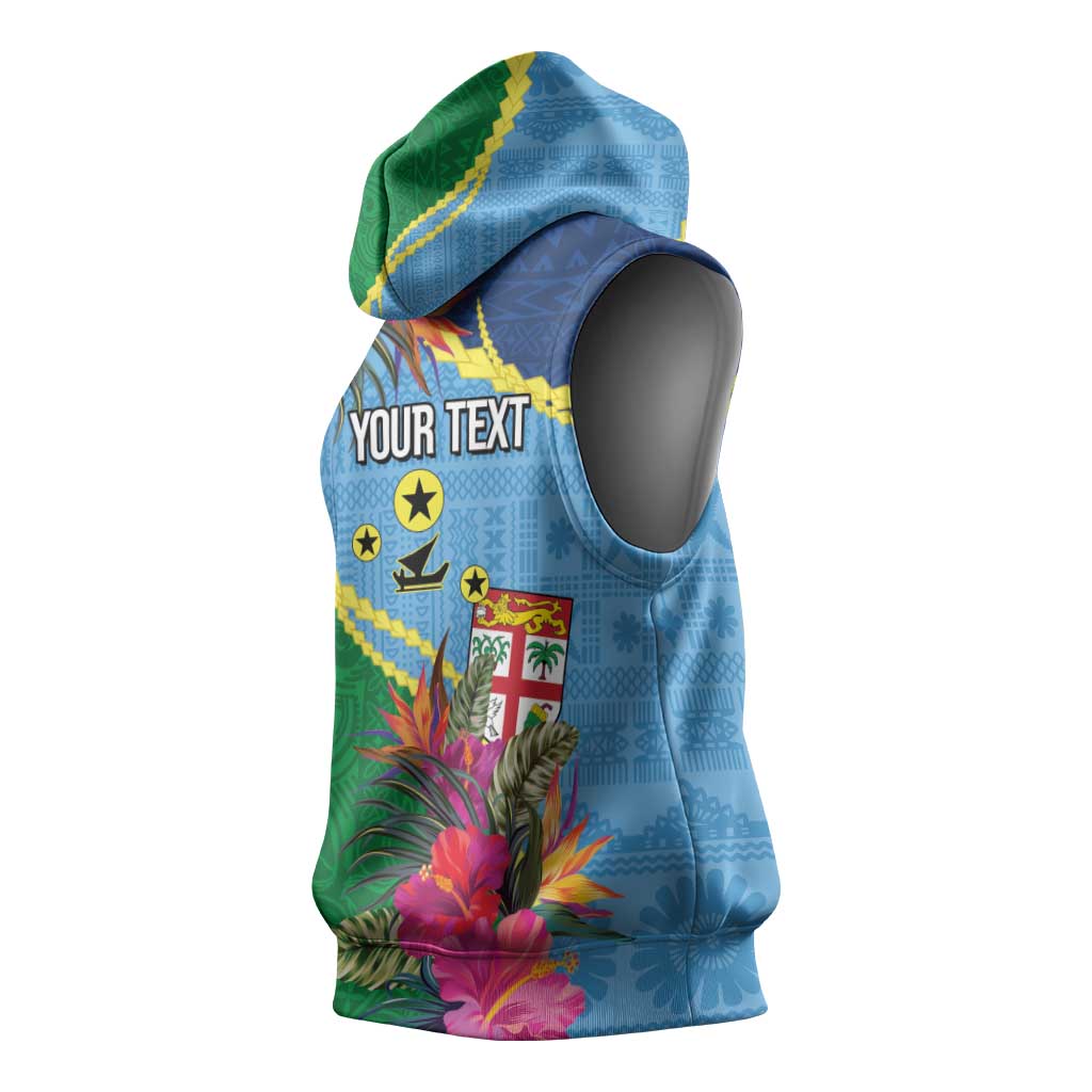 Personalized Malampa Fiji Day Together We Grow Sleeveless Hoodie Special Tapa Mix - Polynesian Pride