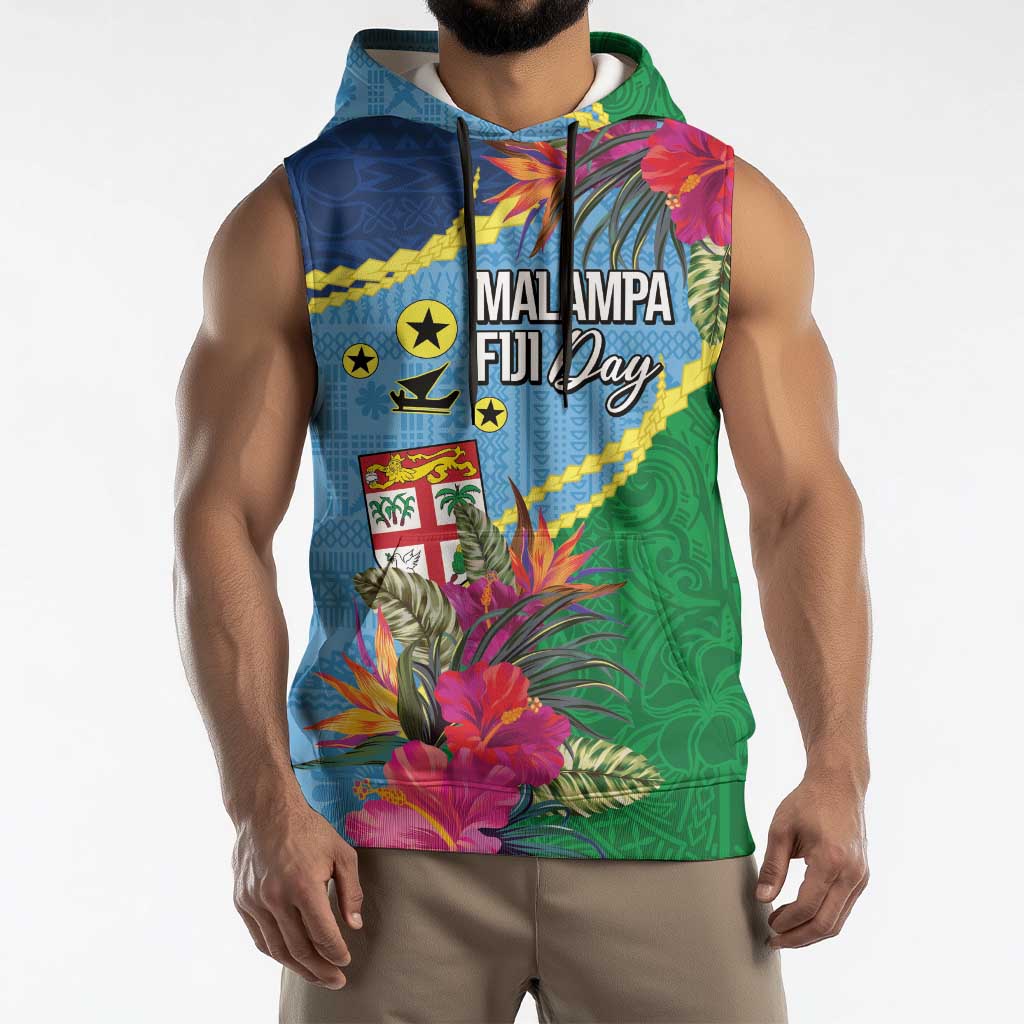Personalized Malampa Fiji Day Together We Grow Sleeveless Hoodie Special Tapa Mix - Polynesian Pride