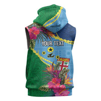 Personalized Malampa Fiji Day Together We Grow Sleeveless Zip Hoodie Special Tapa Mix - Polynesian Pride