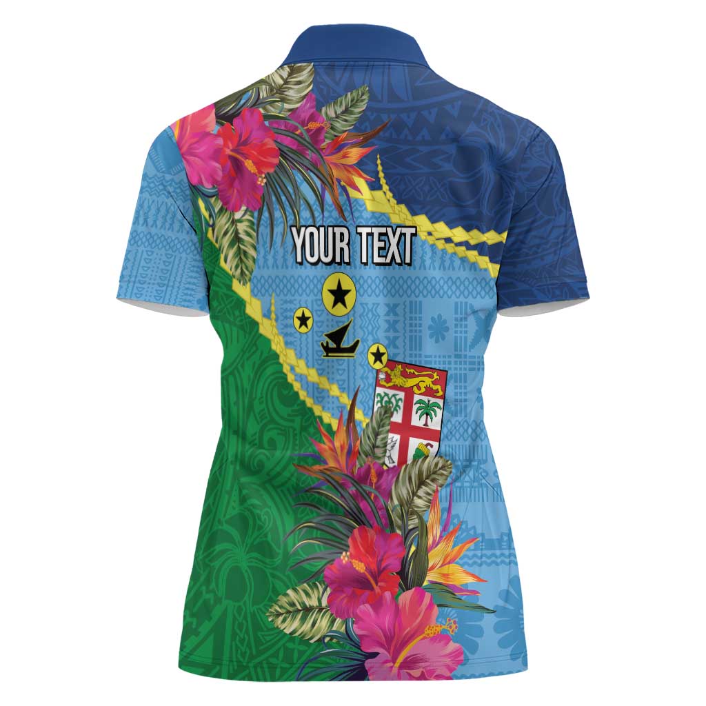 Personalized Malampa Fiji Day Together We Grow Women Polo Shirt Special Tapa Mix - Polynesian Pride