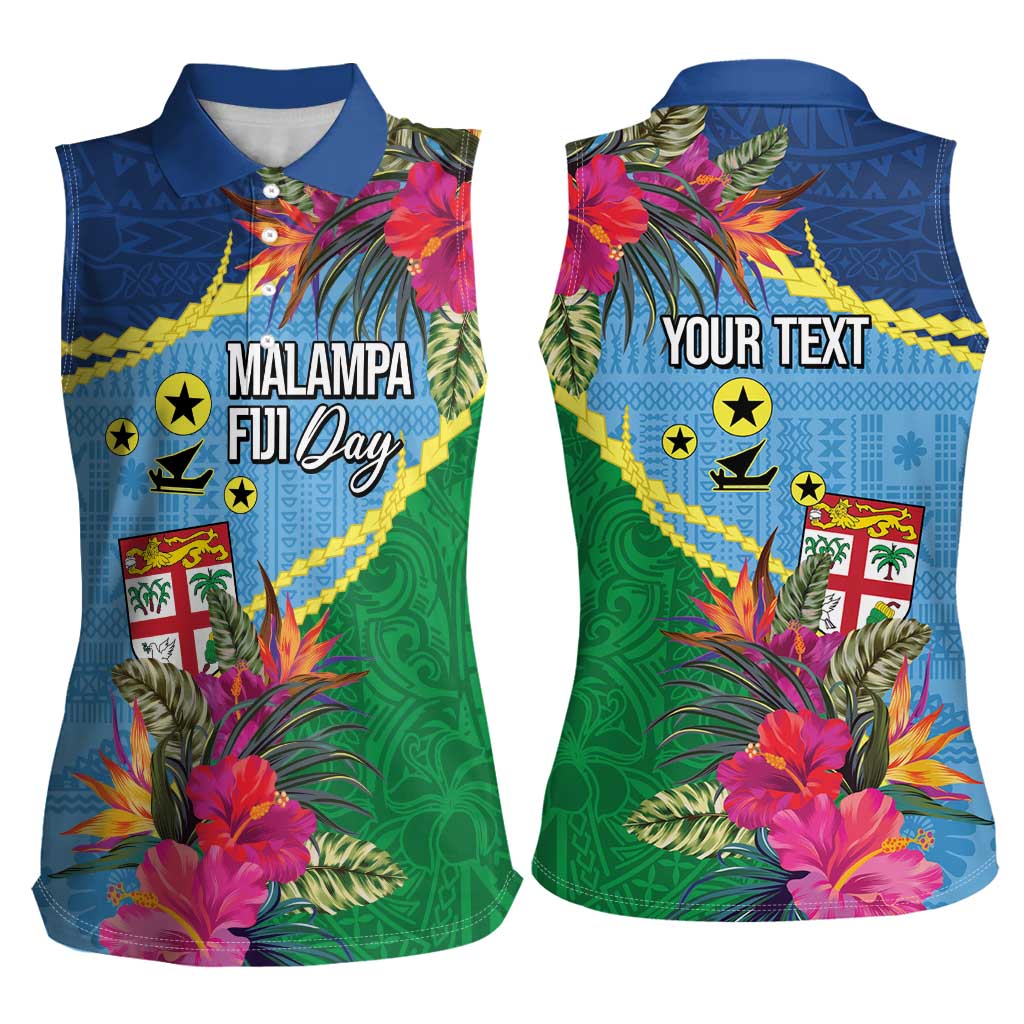 Personalized Malampa Fiji Day Together We Grow Women Sleeveless Polo Shirt Special Tapa Mix - Polynesian Pride
