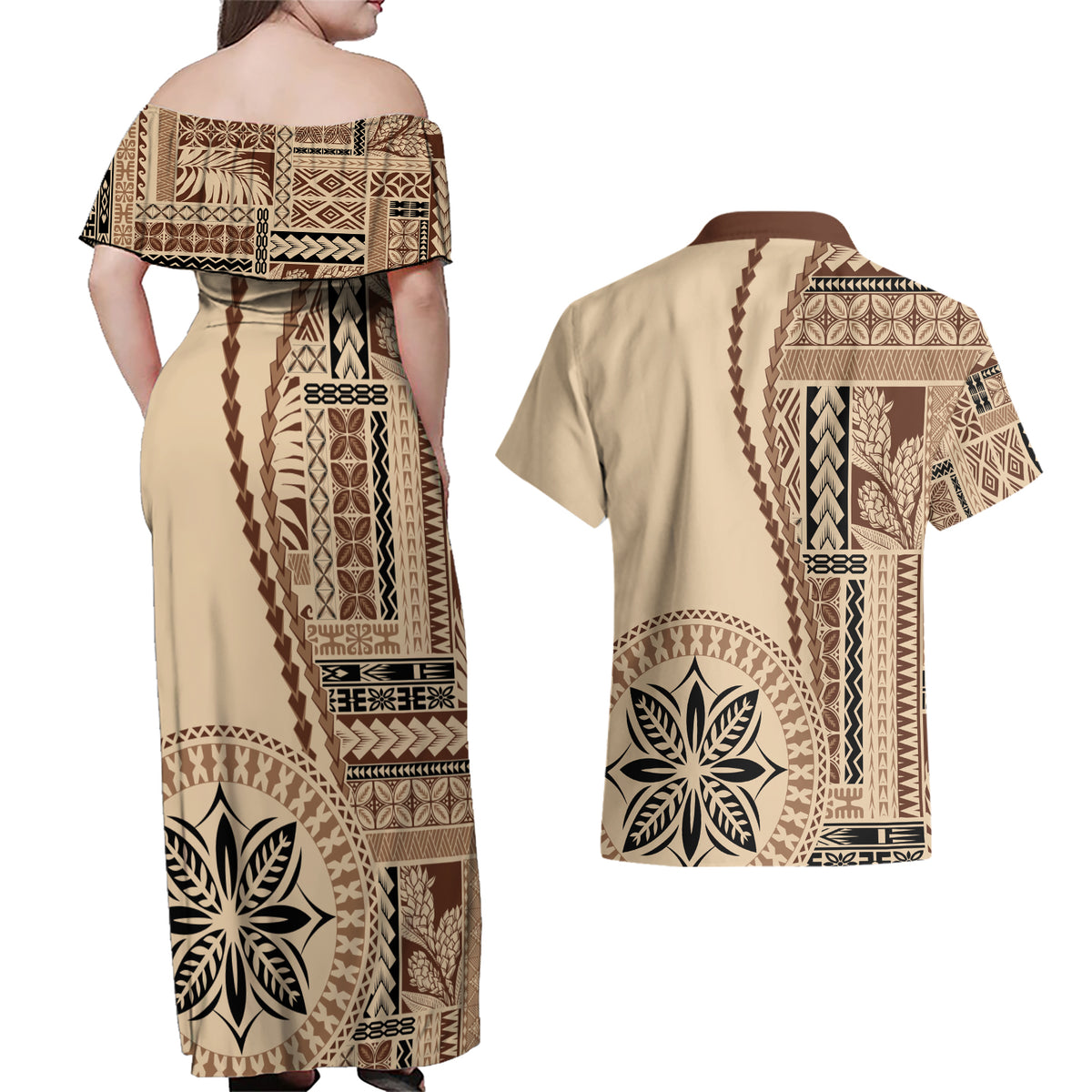 samoa-siapo-motif-couples-matching-off-shoulder-maxi-dress-and-hawaiian-shirt-classic-style