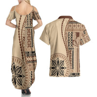 Samoa Siapo Motif Couples Matching Summer Maxi Dress and Hawaiian Shirt Classic Style LT7 - Polynesian Pride
