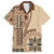 Samoa Siapo Motif Family Matching Puletasi Dress and Hawaiian Shirt Classic Style LT7 Dad's Shirt - Short Sleeve Beige - Polynesian Pride