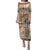 Samoa Siapo Motif Family Matching Puletasi Dress and Hawaiian Shirt Classic Style LT7 Mom's Dress Beige - Polynesian Pride