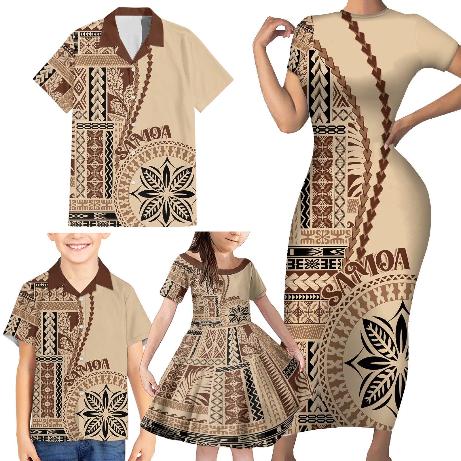 samoa-siapo-motif-family-matching-short-sleeve-bodycon-dress-and-hawaiian-shirt-classic-style