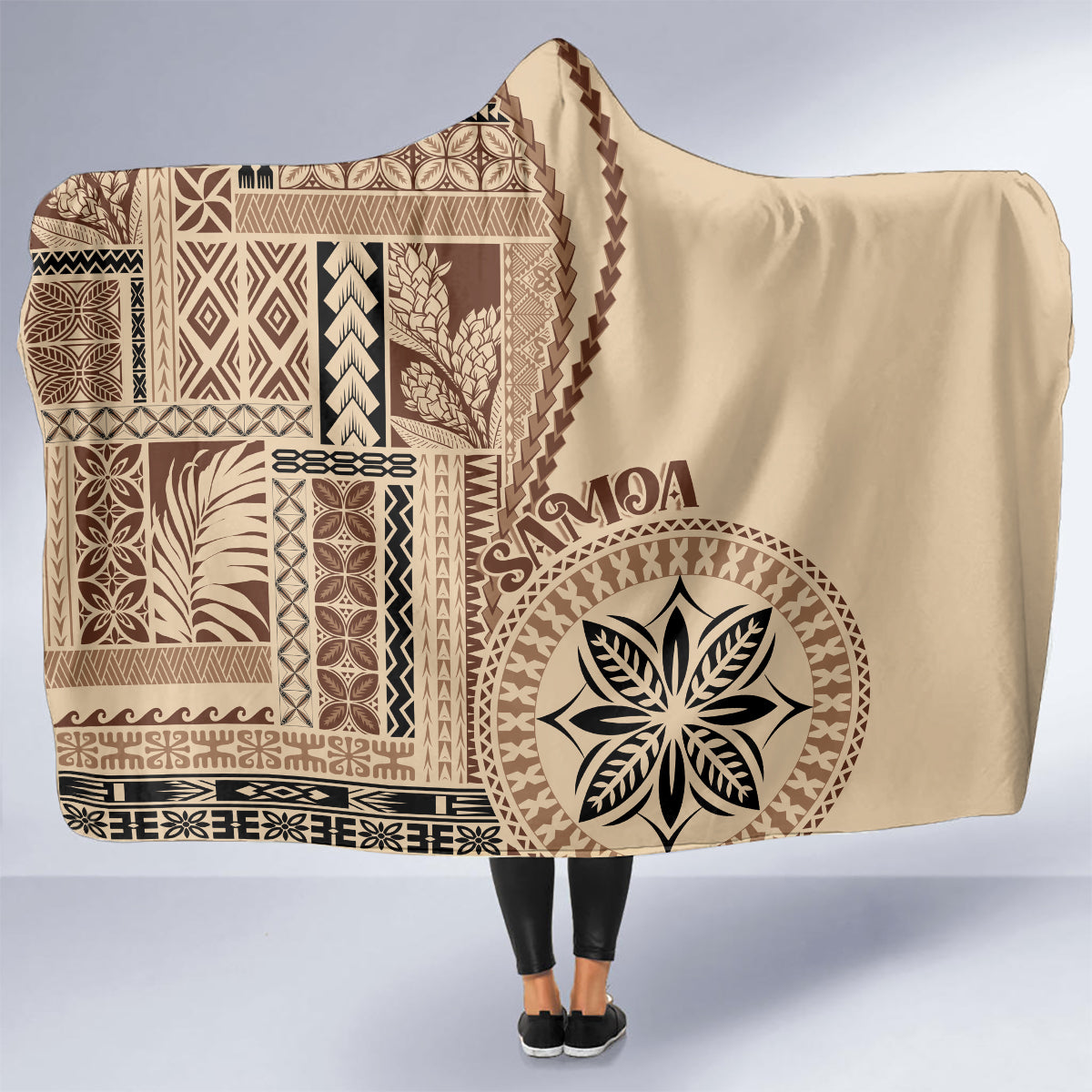 Samoa Siapo Motif Hooded Blanket Classic Style LT7 - Polynesian Pride