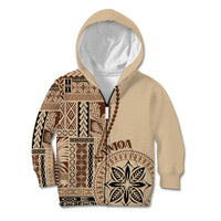 Samoa Siapo Motif Kid Hoodie Classic Style LT7 Zip Hoodie Beige - Polynesian Pride