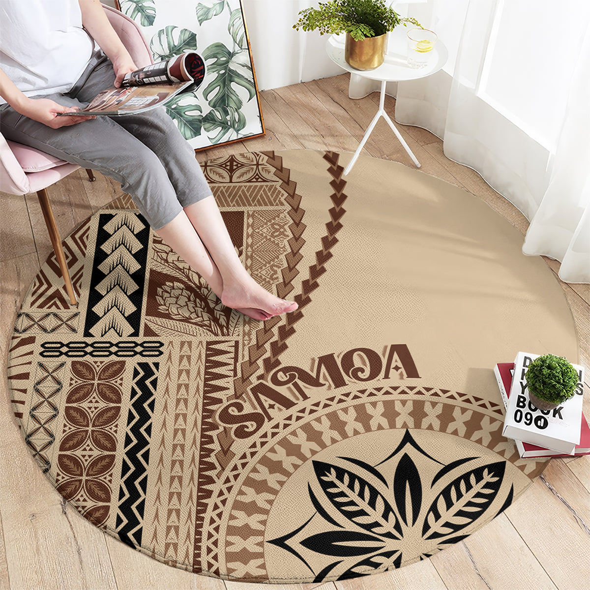 Samoa Siapo Motif Round Carpet Classic Style LT7 - Polynesian Pride