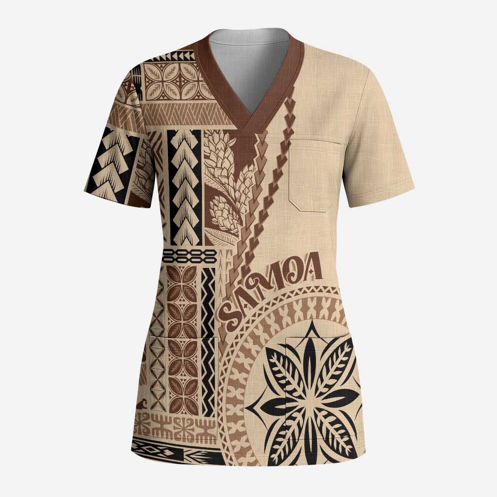 Samoa Siapo Motif Scrub Top Classic Style - Polynesian Pride
