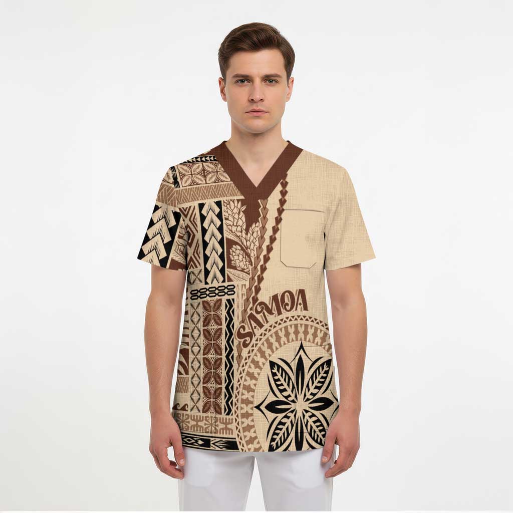 Samoa Siapo Motif Scrub Top Classic Style - Polynesian Pride
