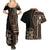 Samoa Siapo Motif Couples Matching Summer Maxi Dress and Hawaiian Shirt Classic Style - Black Ver LT7 - Polynesian Pride