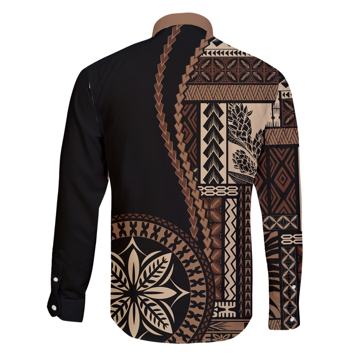 Samoa Siapo Motif Family Matching Tank Maxi Dress and Hawaiian Shirt Classic Style - Black Ver LT7 - Polynesian Pride