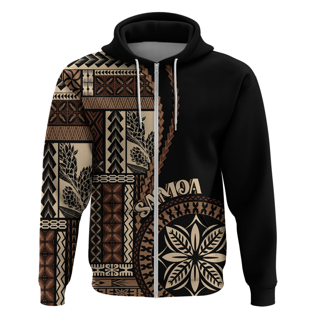 Samoa Siapo Motif Hoodie Classic Style - Black Ver LT7 - Polynesian Pride