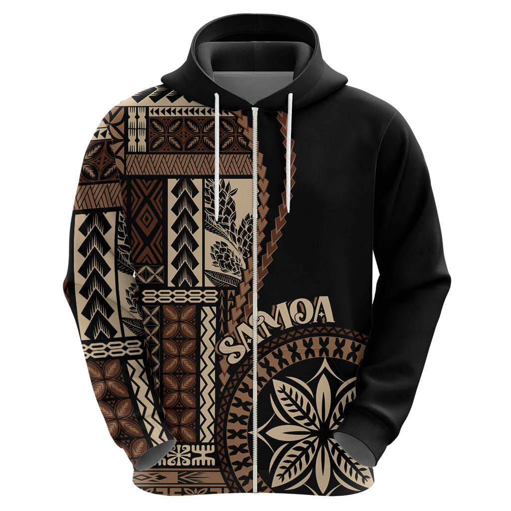 Samoa Siapo Motif Hoodie Classic Style - Black Ver LT7 - Polynesian Pride