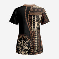 Samoa Siapo Motif Scrub Top Classic Style - Black Ver - Polynesian Pride