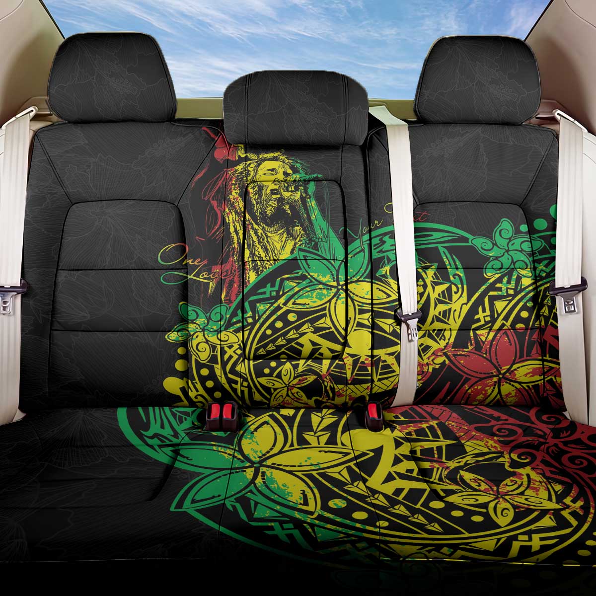 Personalised Reggae Jawaiian Festive Back Car Seat Cover Mix Polynesian